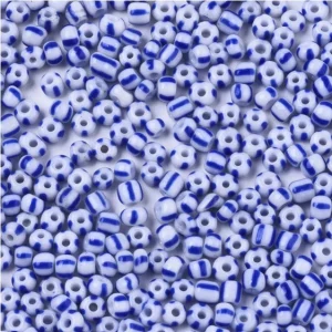 Rocailles Streep Blauw-wit 2mm
