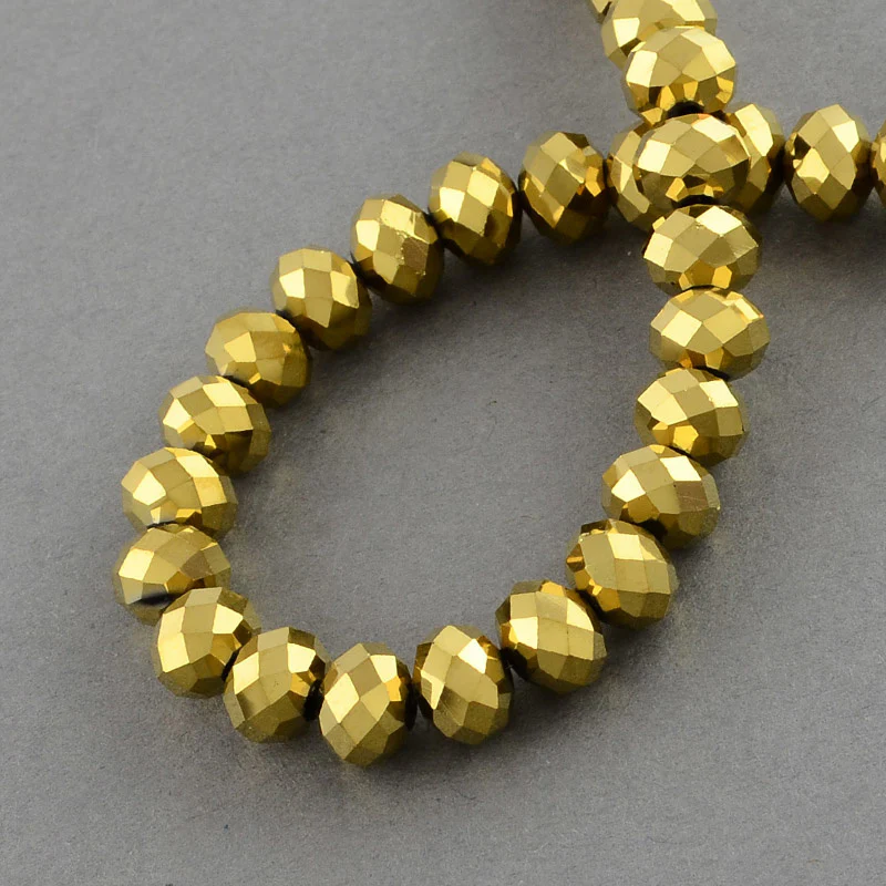 Glaskraal facet 4x3mm goud